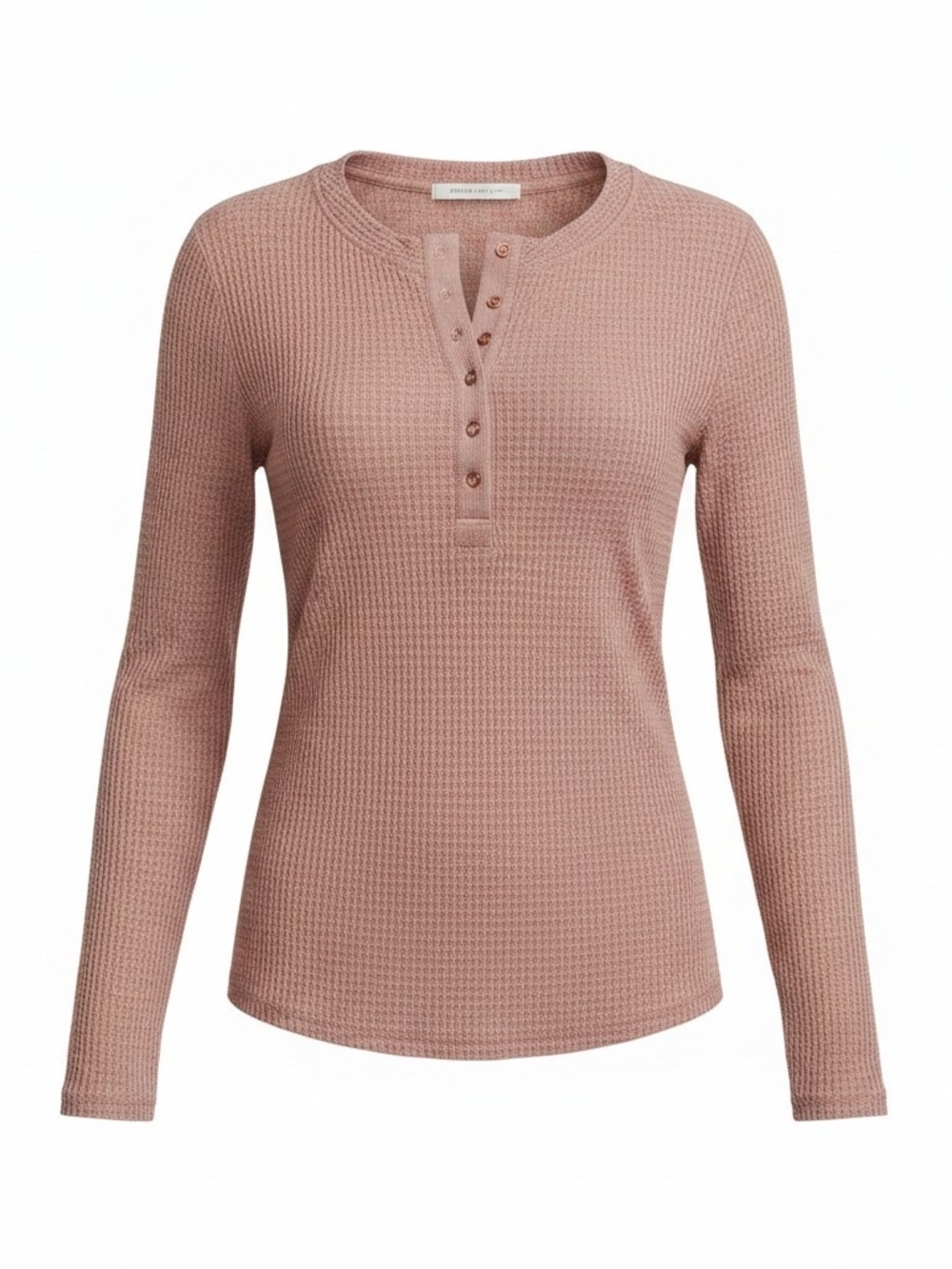 Free People Waffle Henley Top - Dusty Rose